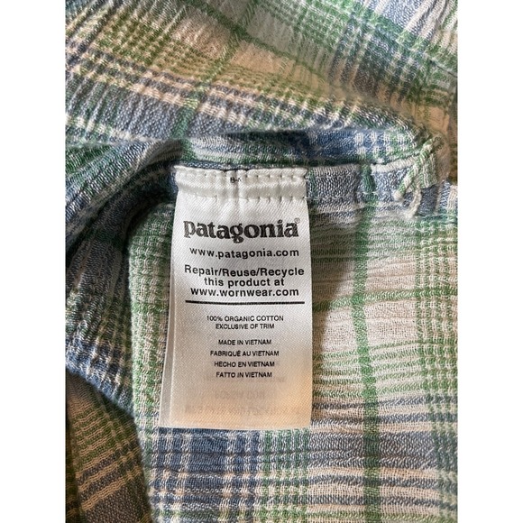 Patagonia Organic Cotton Plaid Short Sleeve Button Up Shirt Mens L - Picture 2 of 4